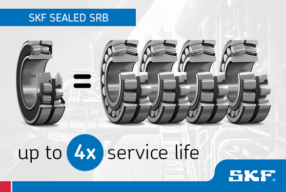 SKF Explorer sealed spherical roller bearings can provide up to 4x service life